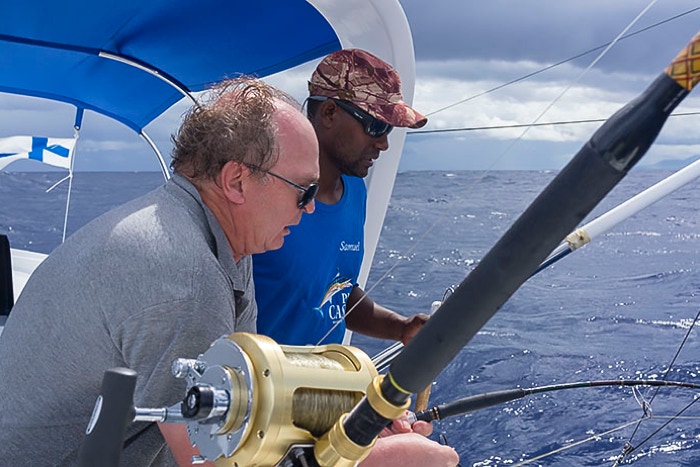 Fightning with big yellowfin tuna is hard work